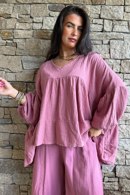 Suri Cushion Cotton Artist Smock Indian Pink 